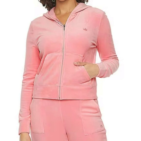 Juicy Couture Tops Juicy Couture Light Pink Velour Hoodie Poshmark